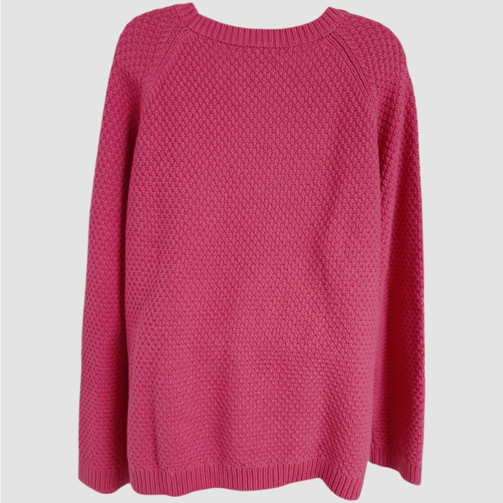 Lands' End Women's Pink Cable Knit Pink Fisherman Sweater Size XL - Picture 3 of 5